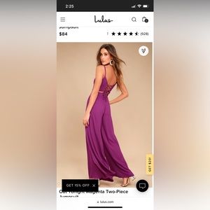 Lulus out tonight magenta two piece jumpsuit